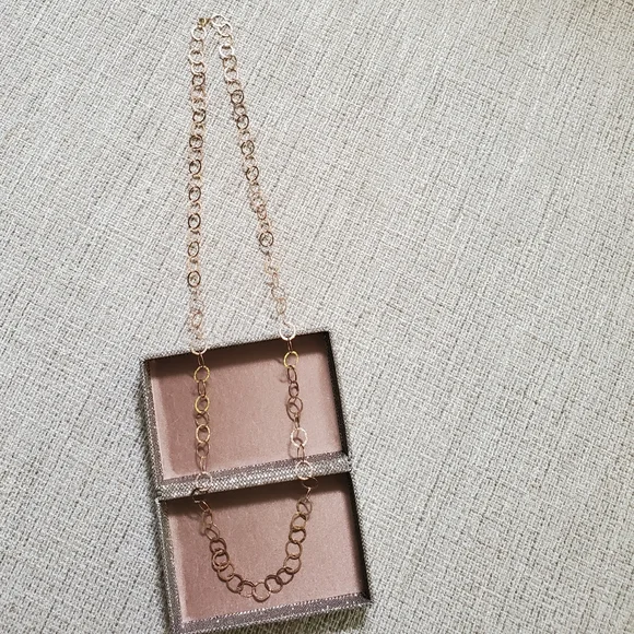 Hammered Rose Gold Link Long Necklace - Picture 5 of 8